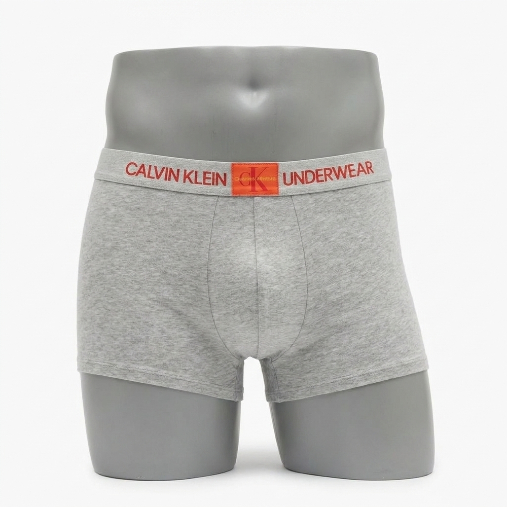 NEW CALVIN KLEIN men's monogram cotton trunks in gray heather